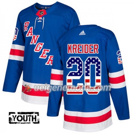 Kinder Eishockey New York Rangers Trikot Chris Kreider 20 Adidas 2017-2018 Blue USA Flag Fashion Authentic